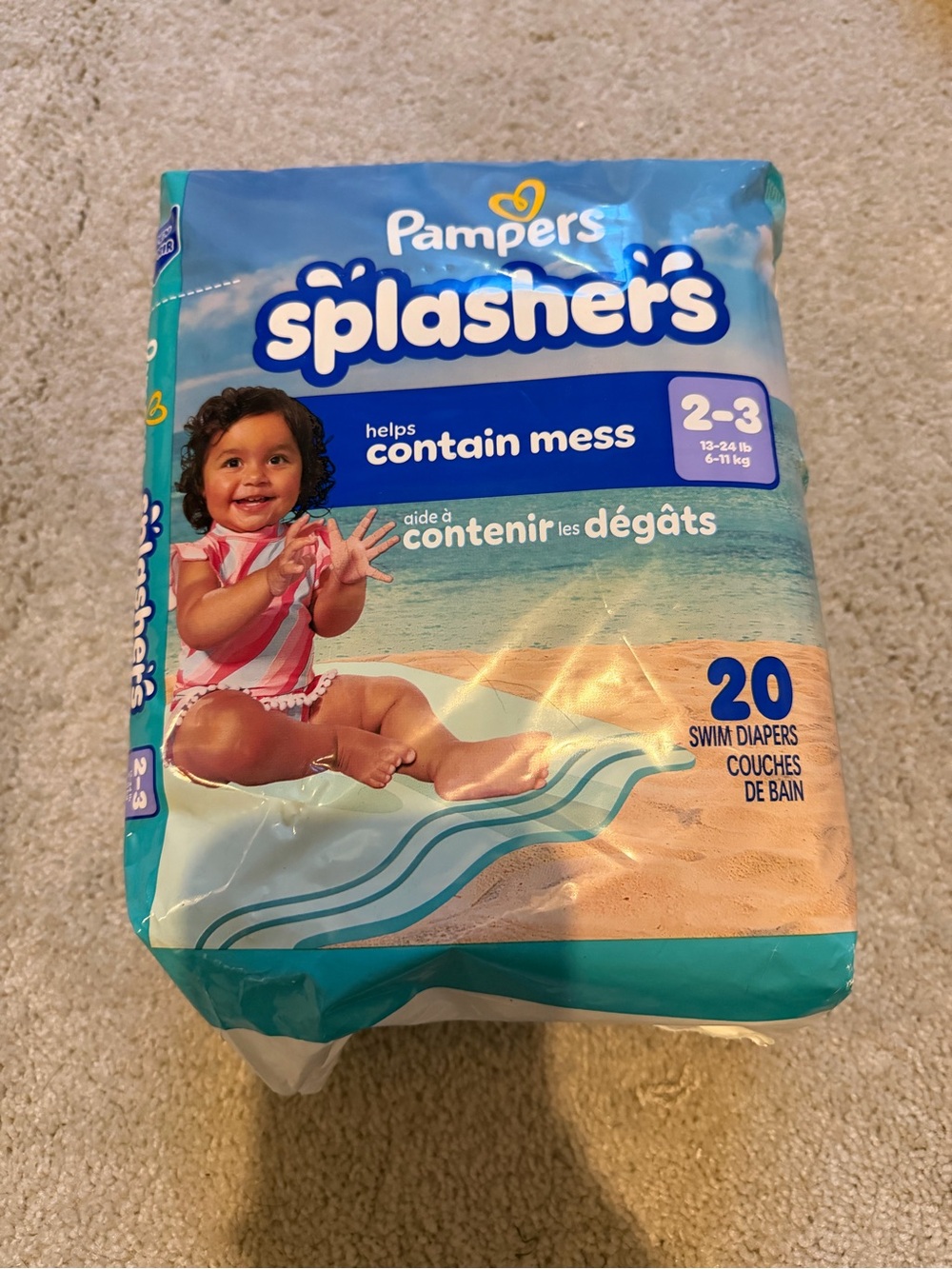 Pampers Splashers Size 2-3 Teal Swim Diapers - Pack of 20 unopened